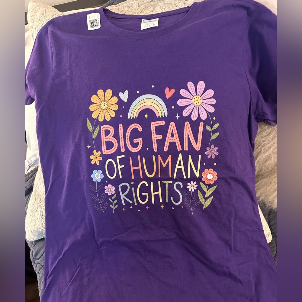 Purple 'Big Fan of Human Rights' Graphic Tee